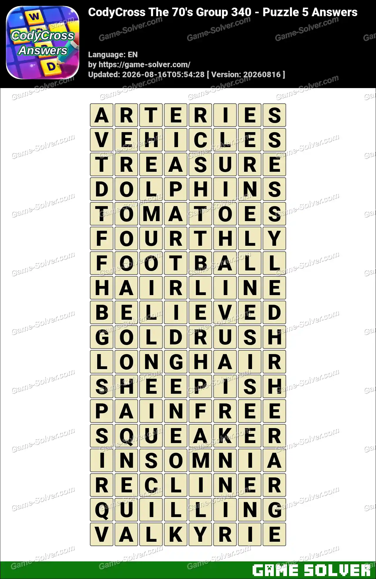 CodyCross The 70’s Group 340 – Puzzle 5 Answers